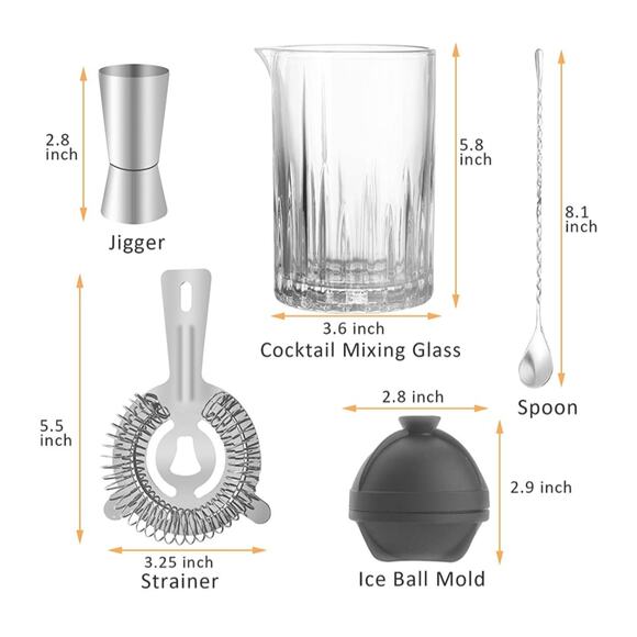 Yumzeco‎ Cocktail Mixing Glass 5 Piece Set New - Picture 6 of 12